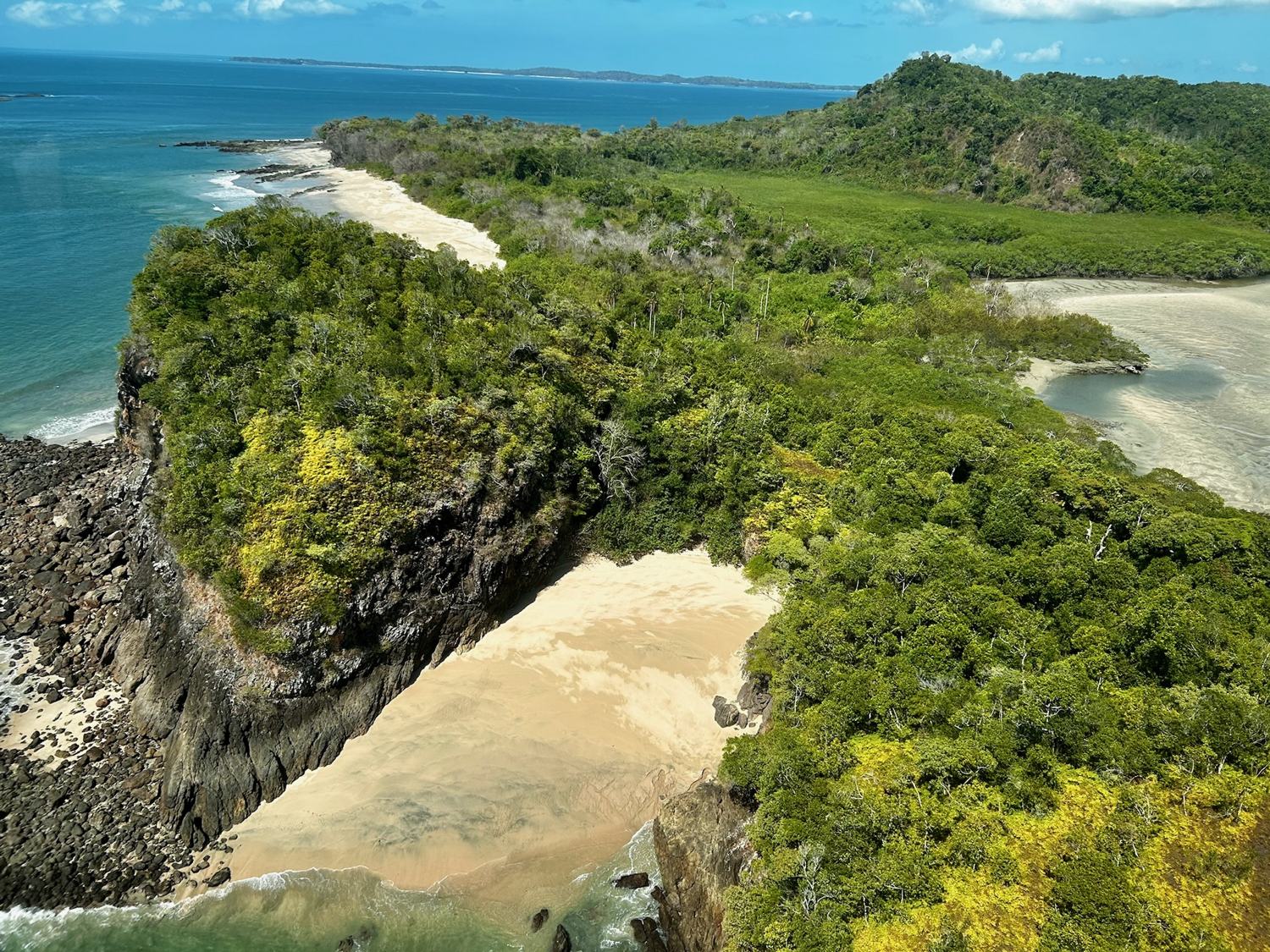 A cove with forest running back from the shore
