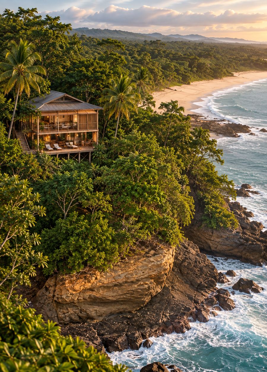 A single Beach House above the sea