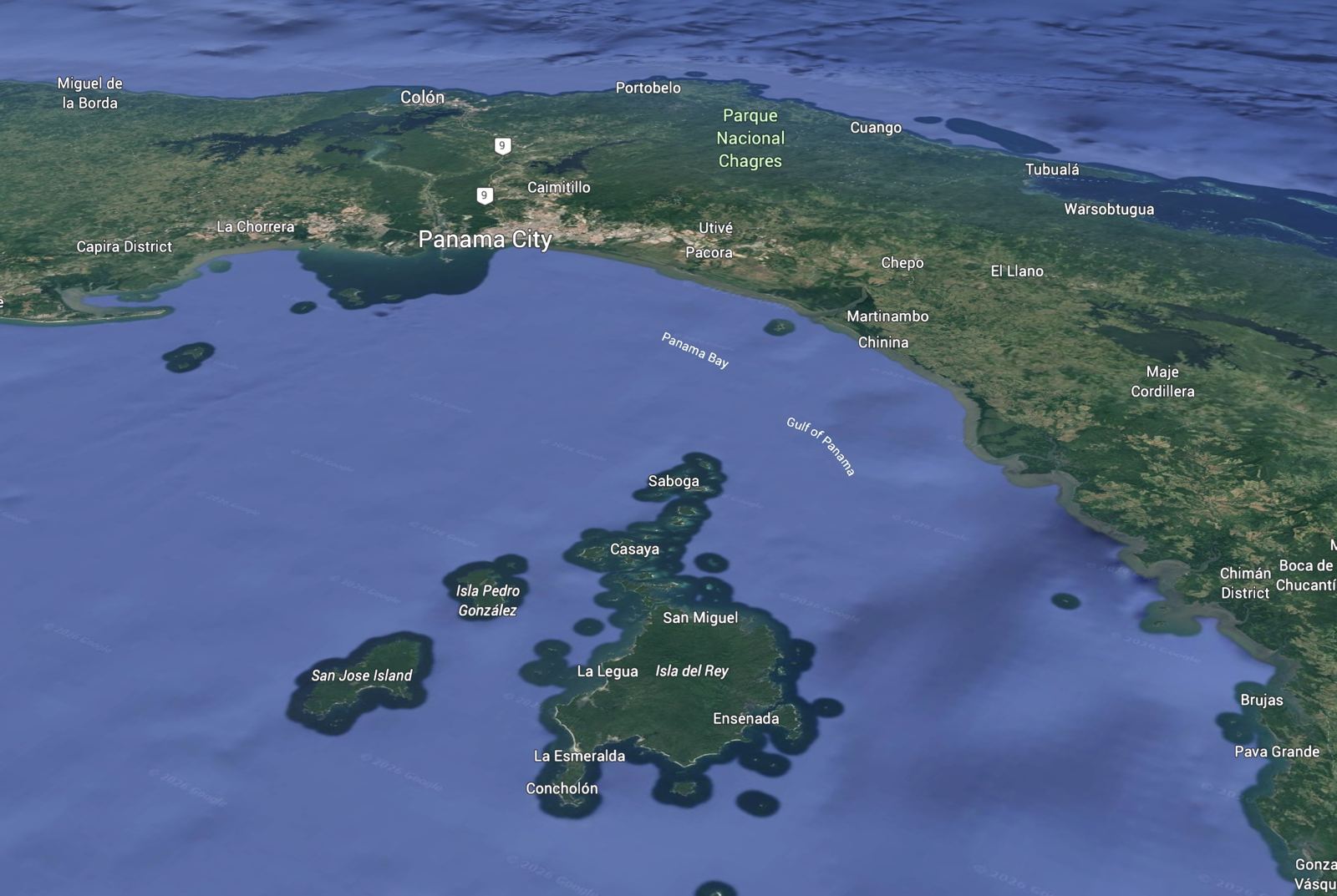 Isla del Rey and the Pearl Islands in the Gulf of Panama, south of Panama City